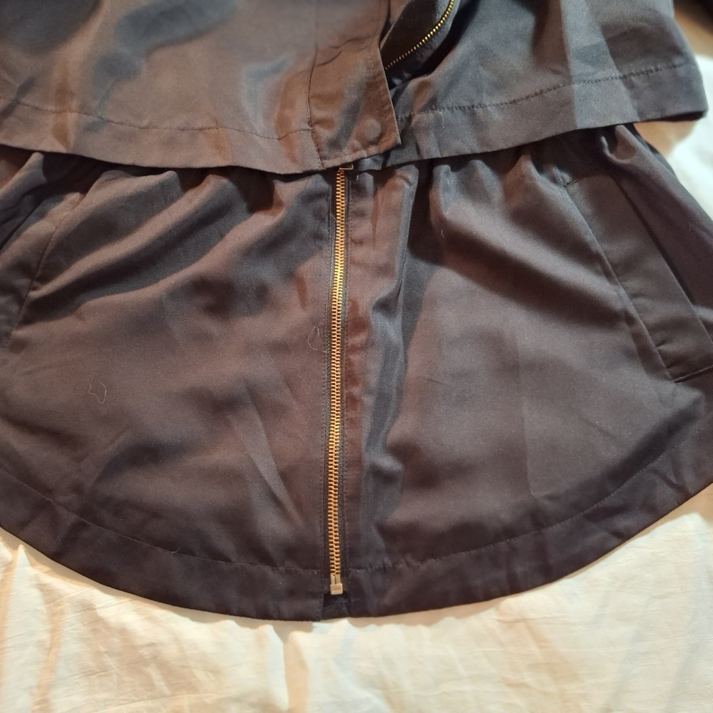 Sale🎯 Zara. NWOT. Black Trench Coat Zippered Hood And Adjustable Sleeves Size S - Picture 6 of 15